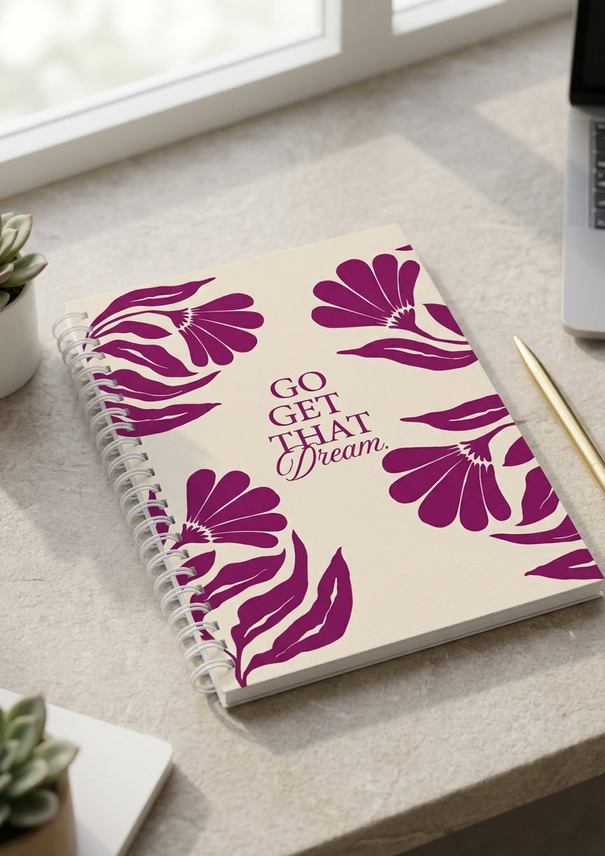 Go Get That Dream (Beige & Fushia) Notebook